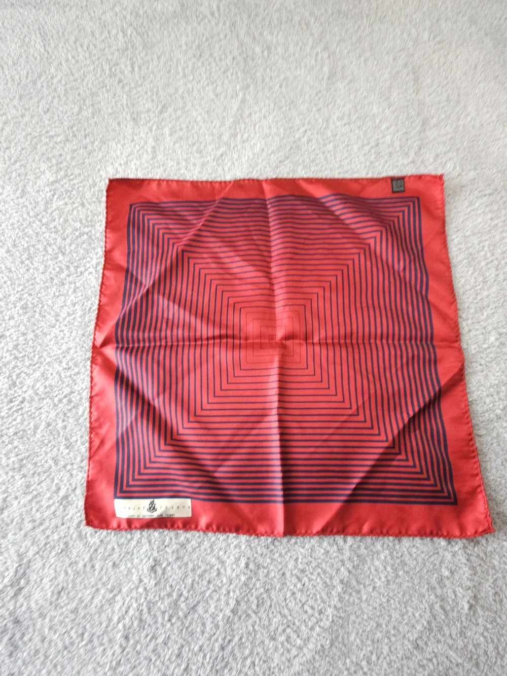 Robert Talbott Red and Navy Silk Square Scarf